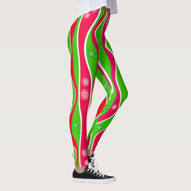 CHRISTMAS RED, WHITE & GREEN STRIPES LEGGINGS (Rechts)