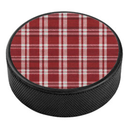 Christmas Red White Kariert Eishockey Puck