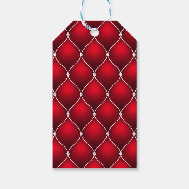 CHRISTMAS RED & WHITE TUFTED LOOK PATTERN GESCHENKANHÄNGER (Vorderseite)