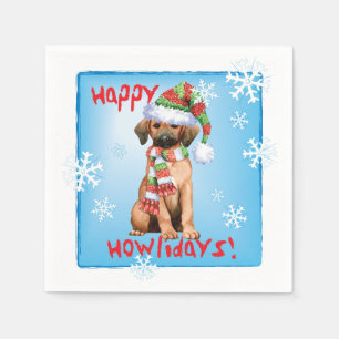 Christmas Redbone Coonhound Serviette