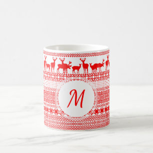 Christmas Rein Deer Lapland Pattern Monogram Tasse