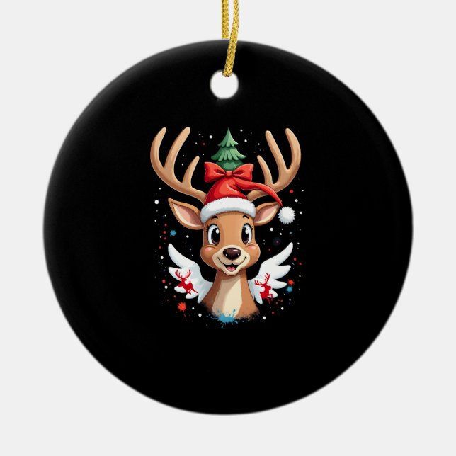 christmas Reindeer (4) Keramik Ornament (Vorne)