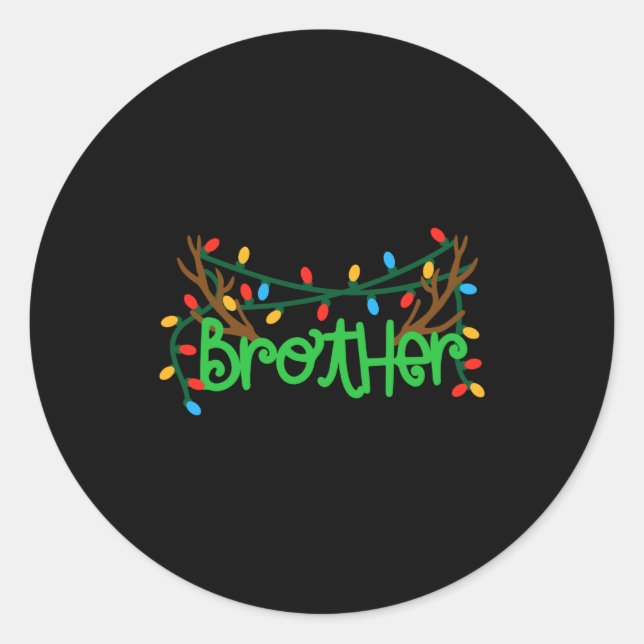 Christmas Reindeer Antlers Brother T Shirt  Runder Aufkleber (Vorderseite)
