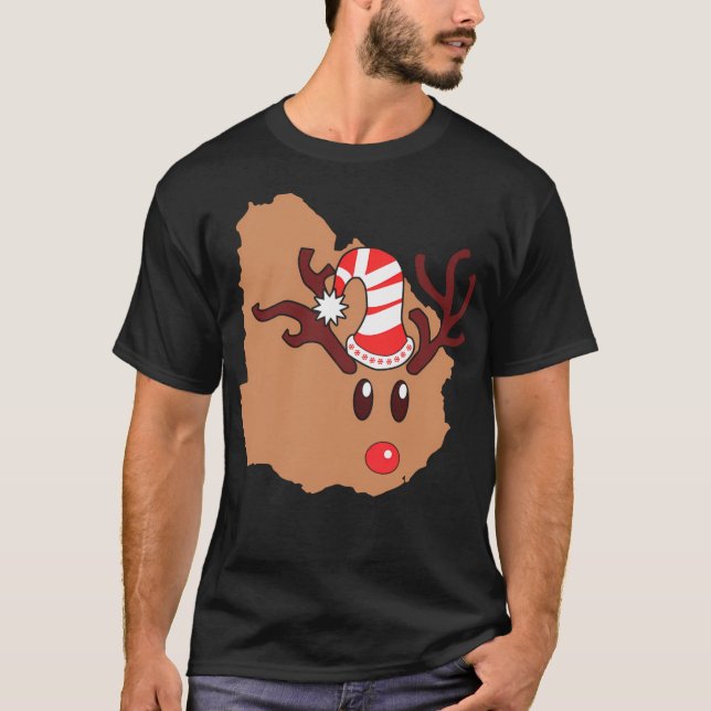 Christmas Reindeer Antlers Uruguay Rentier Kopf A T-Shirt (Vorderseite)