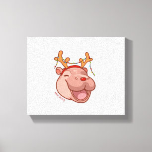 Christmas Reindeer Baby Hippo Moo Deng Xmas Niedli Leinwanddruck