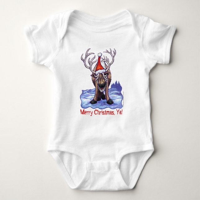 Christmas Reindeer Baby T-Shirt Baby Strampler (Vorderseite)