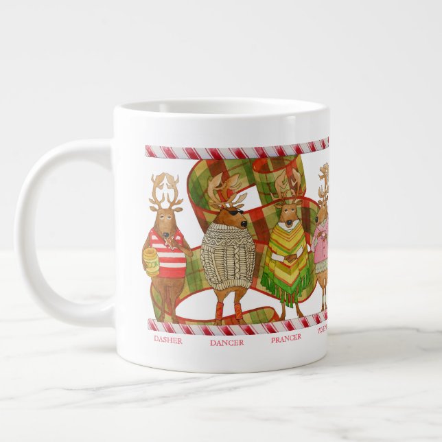 CHRISTMAS REINDEER Big White Tasse (Links)