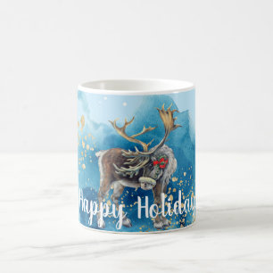 Christmas Reindeer Blue Splash Kaffeetasse
