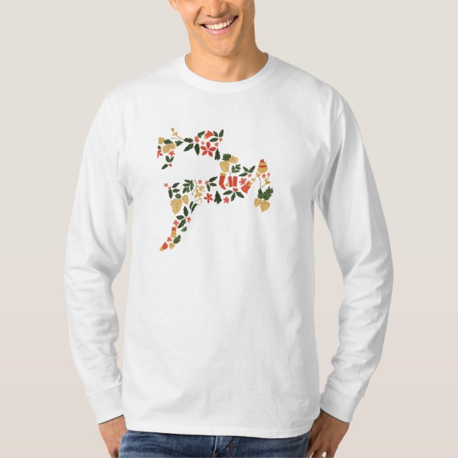 Christmas Reindeer Collage – Festive Holida T-Shirt (Vorderseite)