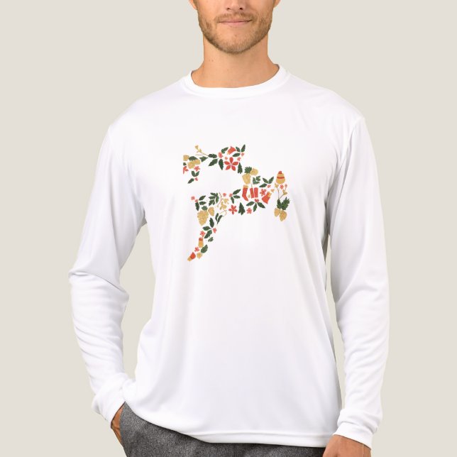 Christmas Reindeer Collage – Festive Holida Tri-Blend Shirt (Vorderseite)