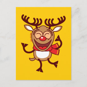Christmas Reindeer dancing animatedly Feiertagspostkarte