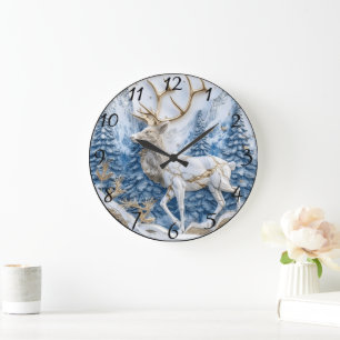 Christmas Reindeer Delight Décor Große Wanduhr