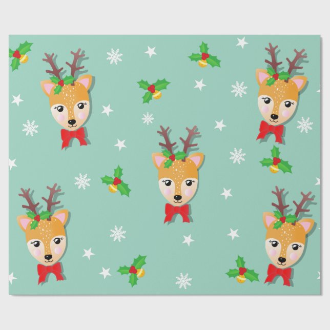 Christmas Reindeer Geschenkpapier (Flach)
