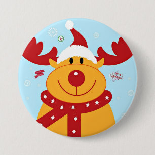 Christmas Reindeer Greetings Button