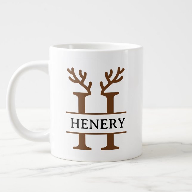 Christmas Reindeer holiday Mug, Custom winter  Jumbo-Tasse (Links)