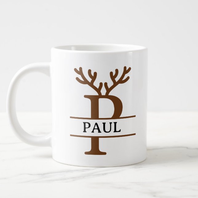 Christmas Reindeer holiday Mug, Custom winter  Jumbo-Tasse (Links)