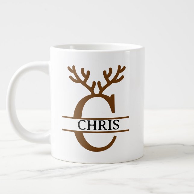 Christmas Reindeer holiday Mug, Custom winter  Jumbo-Tasse (Links)