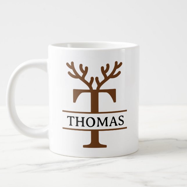 Christmas Reindeer holiday Mug, Custom winter  Jumbo-Tasse (Links)