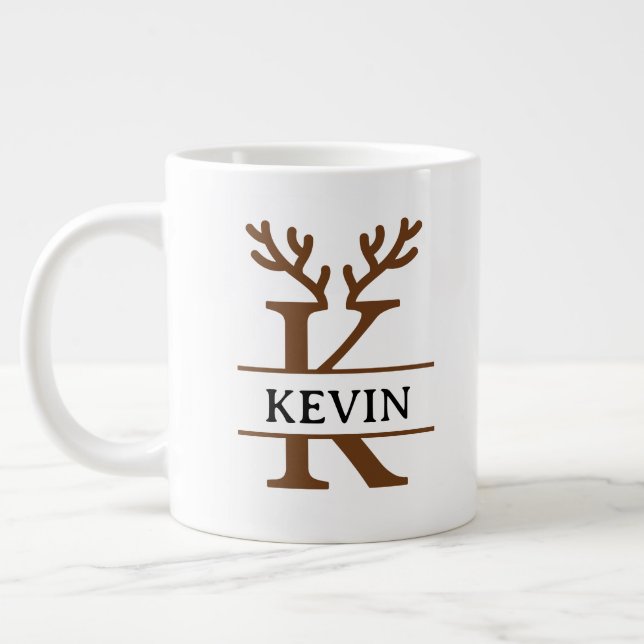Christmas Reindeer holiday Mug, Custom winter  Jumbo-Tasse (Links)