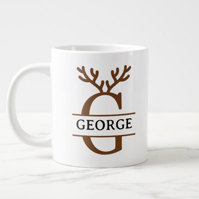Christmas Reindeer holiday Mug, Custom winter  Jumbo-Tasse (Links)