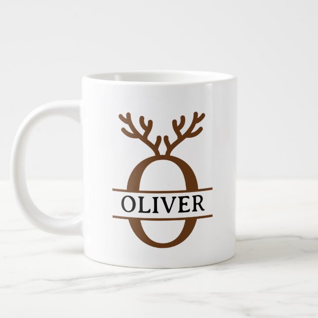 Christmas Reindeer holiday Mug, Custom winter  Jumbo-Tasse (Links)