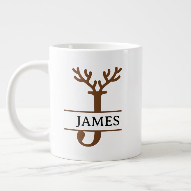 Christmas Reindeer holiday Mug, Custom winter  Jumbo-Tasse (Links)