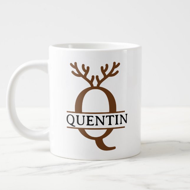 Christmas Reindeer holiday Mug, Custom winter  Jumbo-Tasse (Links)