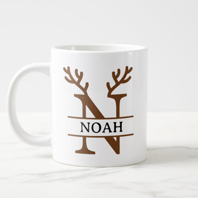 Christmas Reindeer holiday Mug, Custom winter  Jumbo-Tasse (Links)