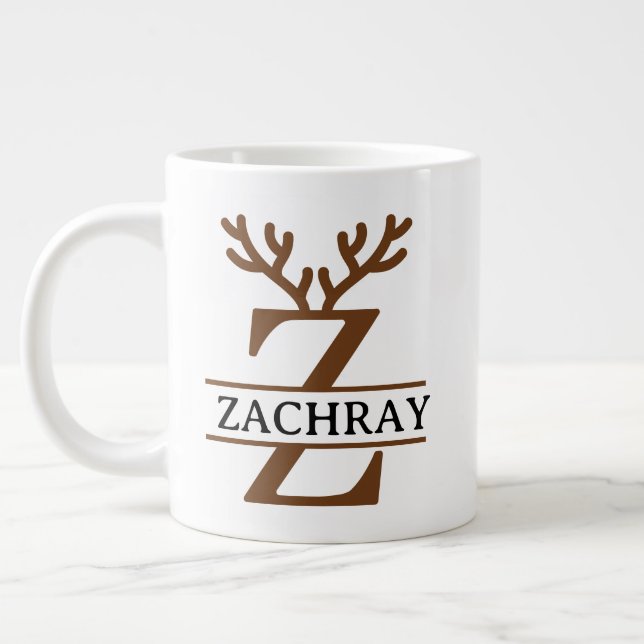 Christmas Reindeer holiday Mug, Custom winter  Jumbo-Tasse (Links)