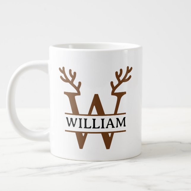 Christmas Reindeer holiday Mug, Custom winter  Jumbo-Tasse (Links)