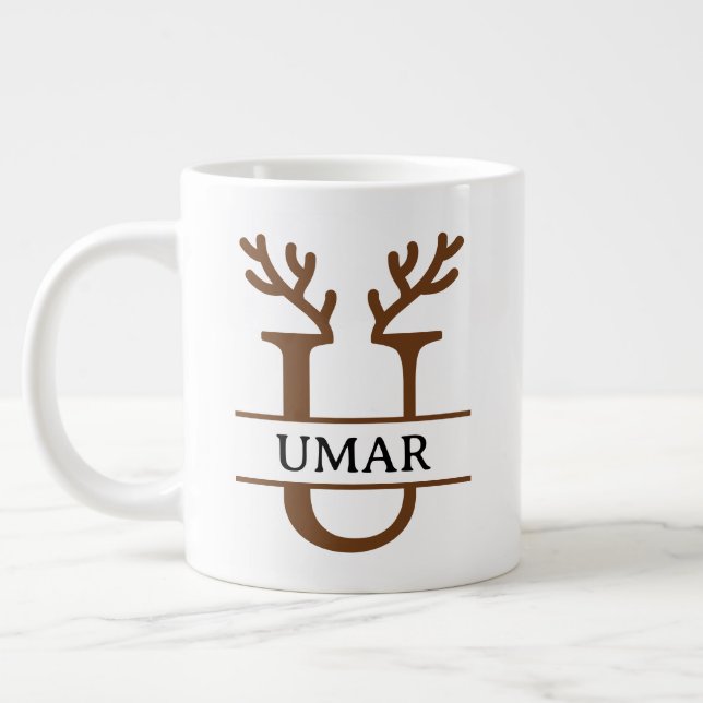 Christmas Reindeer holiday Mug, Custom winter  Jumbo-Tasse (Links)