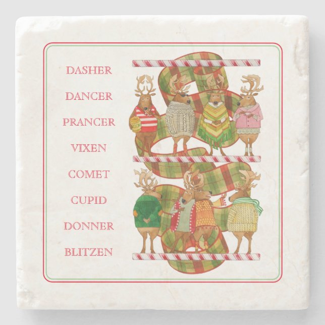 CHRISTMAS REINDEER Marble Stone Untersetzer (Vorderseite)