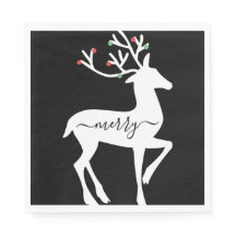 Christmas Reindeer Merry Black Paper