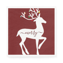 Christmas Reindeer Merry Burgundy