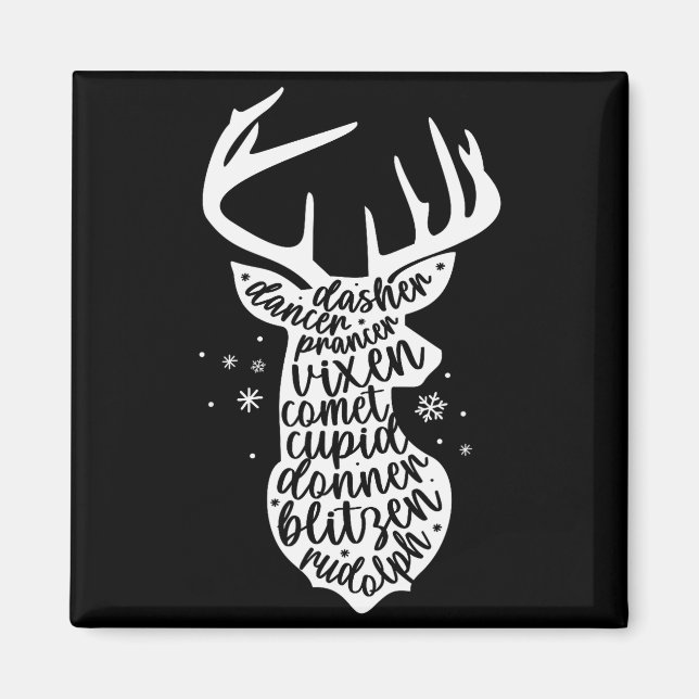 Christmas Reindeer Names Cute Holiday Rudolph Wome Magnet (Vorne)