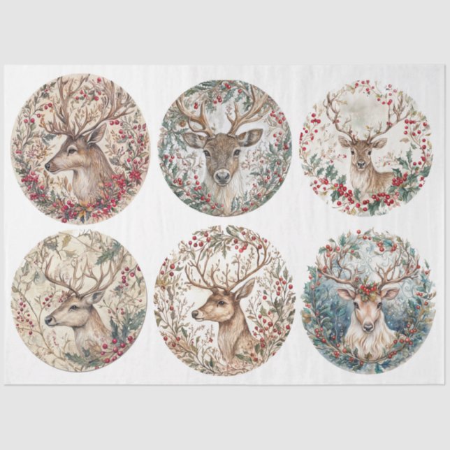 Christmas Reindeer Rounds Seidenpapier (Vorderseite)
