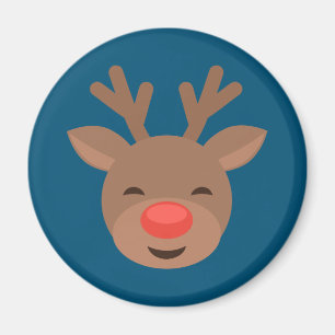 Christmas Reindeer Rudolf auf Blue Magnet