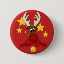 Christmas Reindeer Rudolph Button