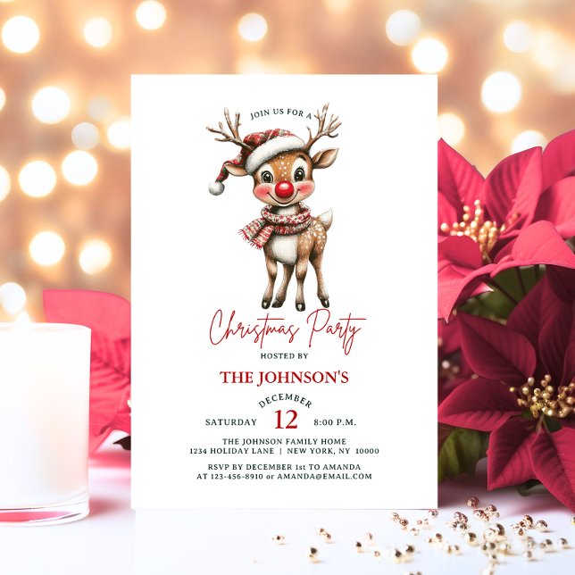 Christmas Reindeer Rudolph House Corporate Party Einladung (Christmas Reindeer Rudolph House Corporate Party Invitation)