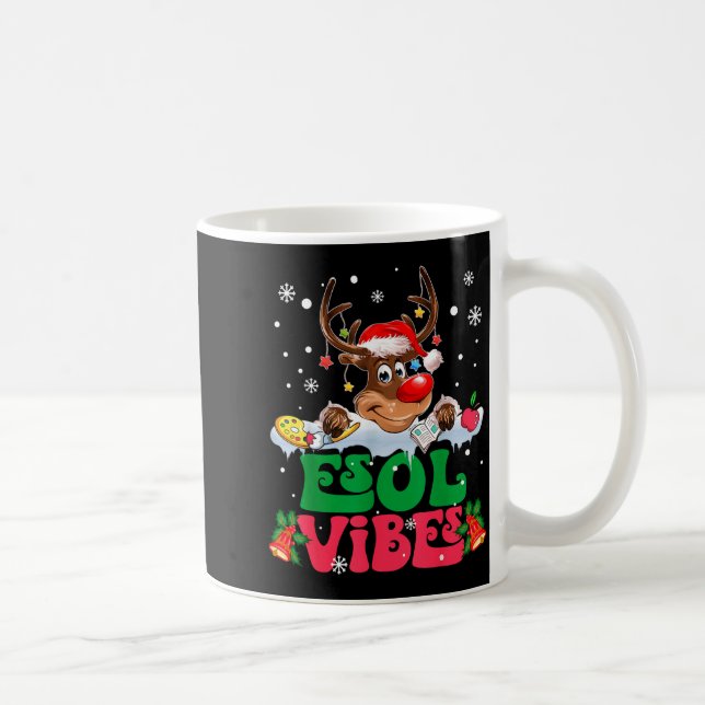 Christmas Reindeer Santa Esol Vibes Funny Teacher  Kaffeetasse (Rechts)