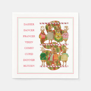 CHRISTMAS REINDEER Standard Cocktail Papier Napkin Serviette