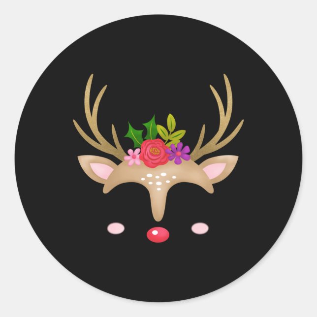 Christmas Reindeer T Shirt  Runder Aufkleber (Vorderseite)