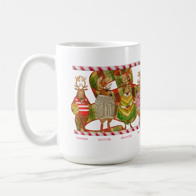 CHRISTMAS REINDEER Tall White Tasse (Links)
