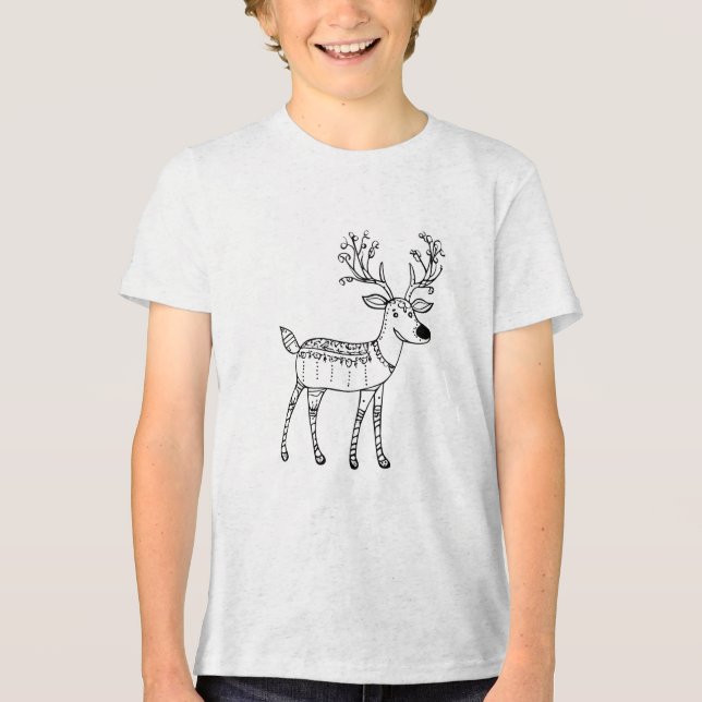 Christmas Reindeer Tri-Blend Shirt (Vorderseite)