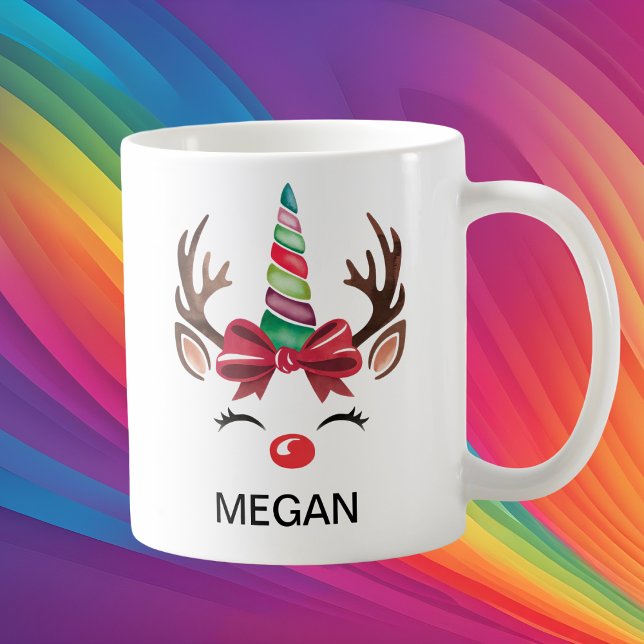 Christmas Reindeer Unicorn Horn Face Kaffeetasse (Christmas Reindeer Unicorn Horn Face Coffee Mug
)