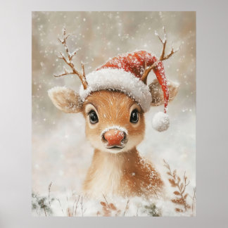 Christmas Reindeer Wall Art Poster