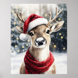 Christmas Reindeer Wall Art Poster