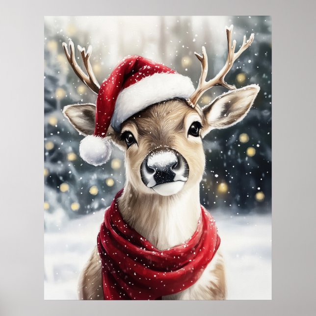 Christmas Reindeer Wall Art Poster (Vorne)