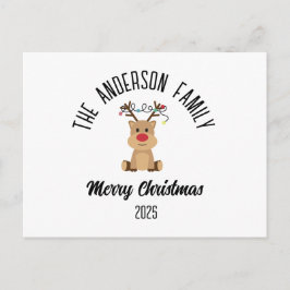 Christmas Reindeer With Lights Personalized Name Feiertagspostkarte