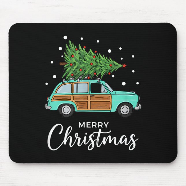 Christmas Retro Car With Christmas Tree - Merry Me Mousepad (Vorne)